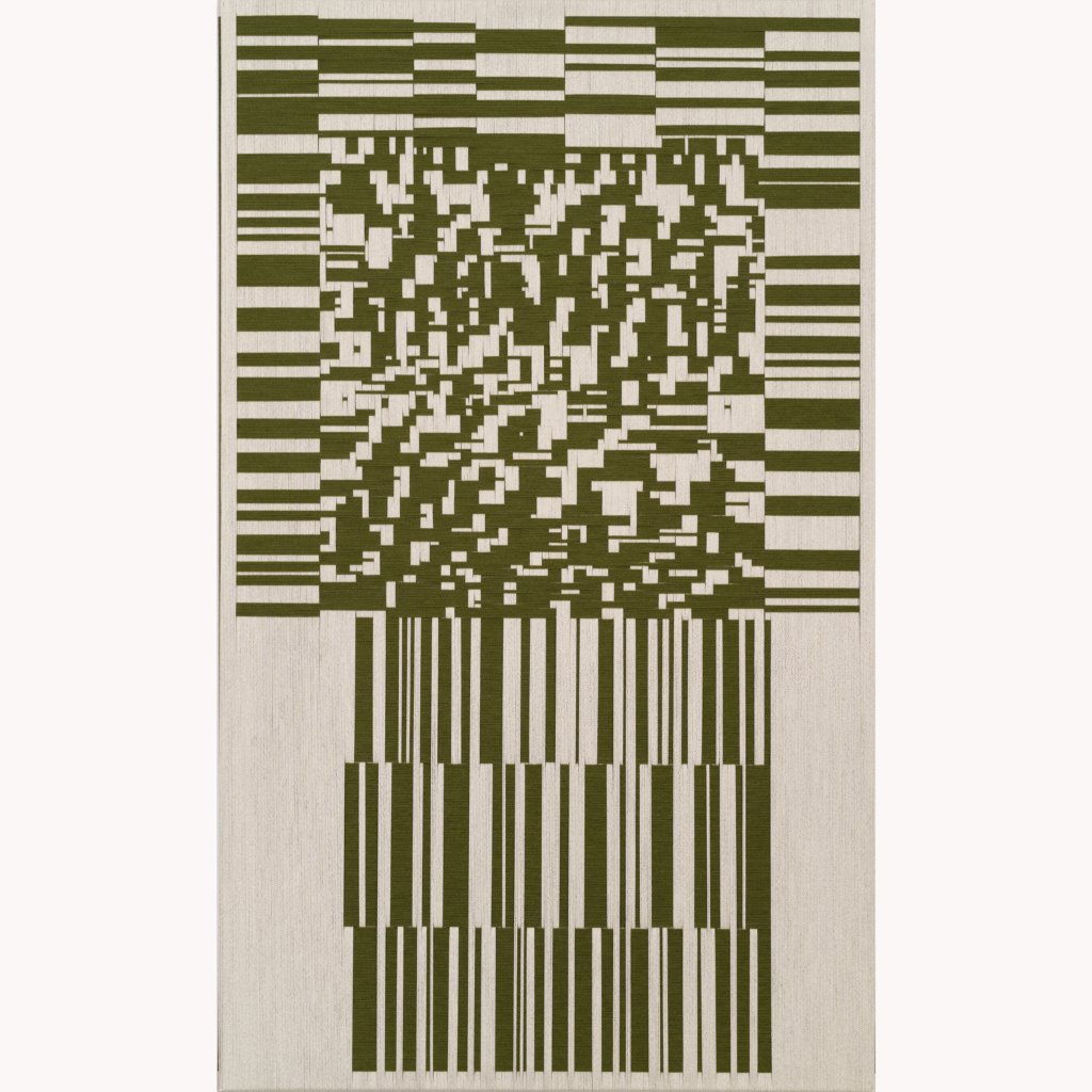 Alexis Oliva, Apuntalados I, 2025, linen & cotton on canvas, 60 x 36 in., 152.40 x 91.44 cm.