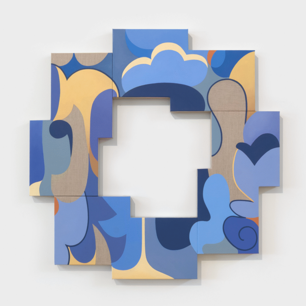 Debbi Kenote, I see lights on, 2025, oil on linen, 36 x 36 in.