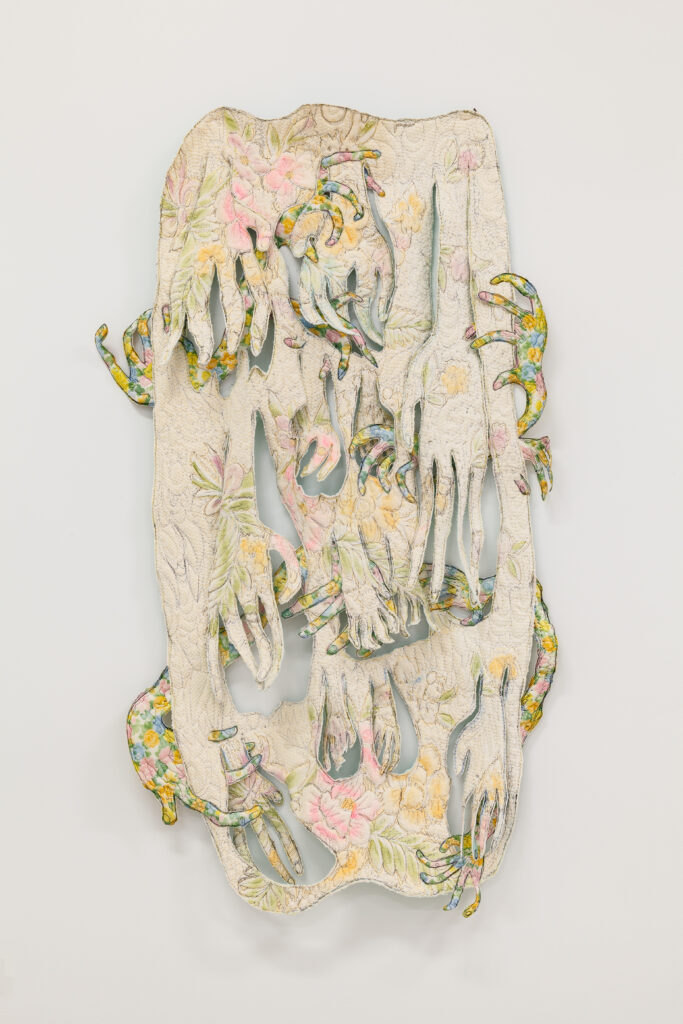 Jen Clay (b. 1985) Feeling Feelings, 2022 quilted found fabric 67 x 38 x 2 in. 170.18 x 96.52 x 5.08 cm