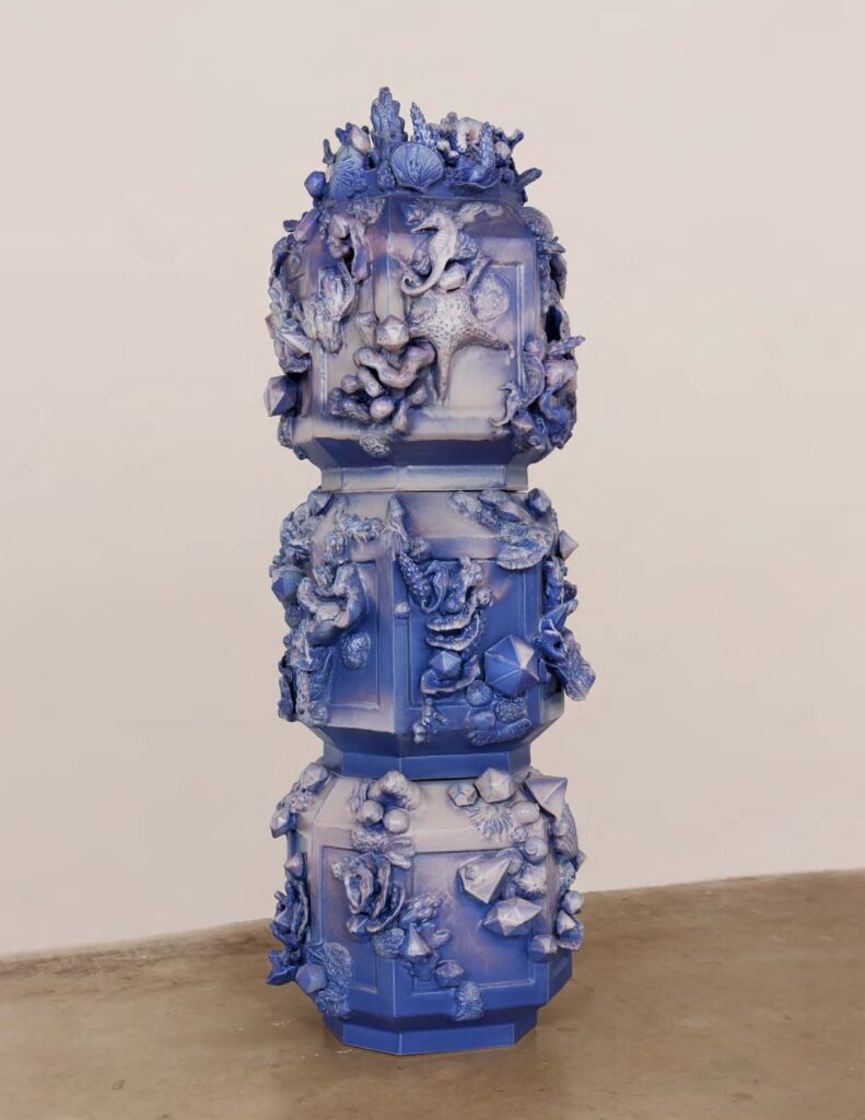 Lauren Shapiro, Cascade (Halo), 2026, glazed ceramic, 76 x 25 x 27 in.