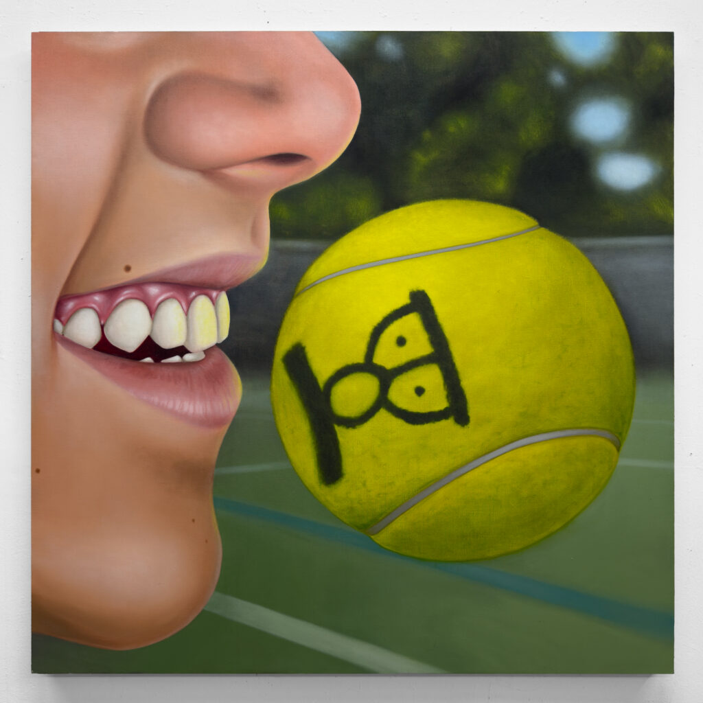 Thomas Bils, Mein Tummy Is Kaput, 2025, oil on linen, 48" x 48" in.