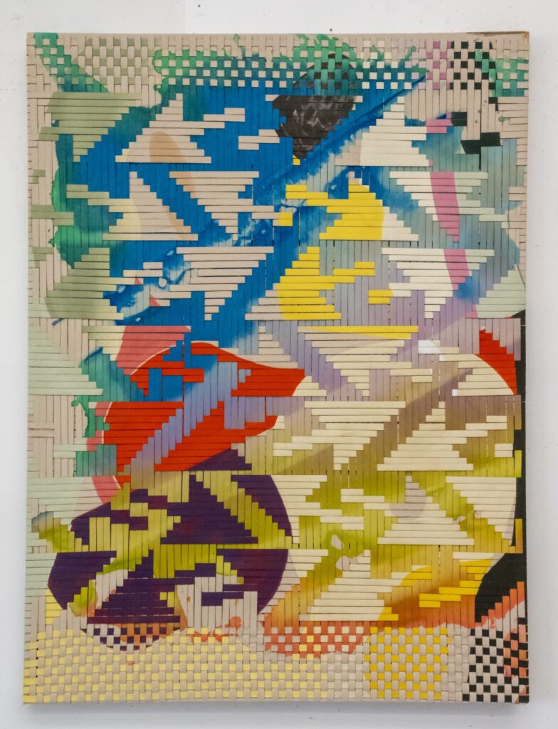 Miguel Arzabe, Sin Titulo 2, 2026, woven acrylic on canvas, 48 x 36 in.